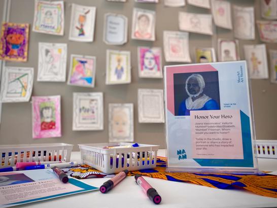 Display of artwork and materials in the MAAM Big Ideas Studio