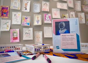 Display of artwork and materials in the MAAM Big Ideas Studio