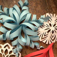 cut and folded paper winter decorations.