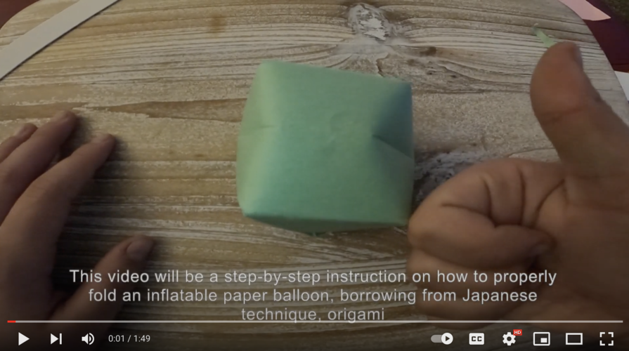 Video demonstrating how to make a paper balloon
